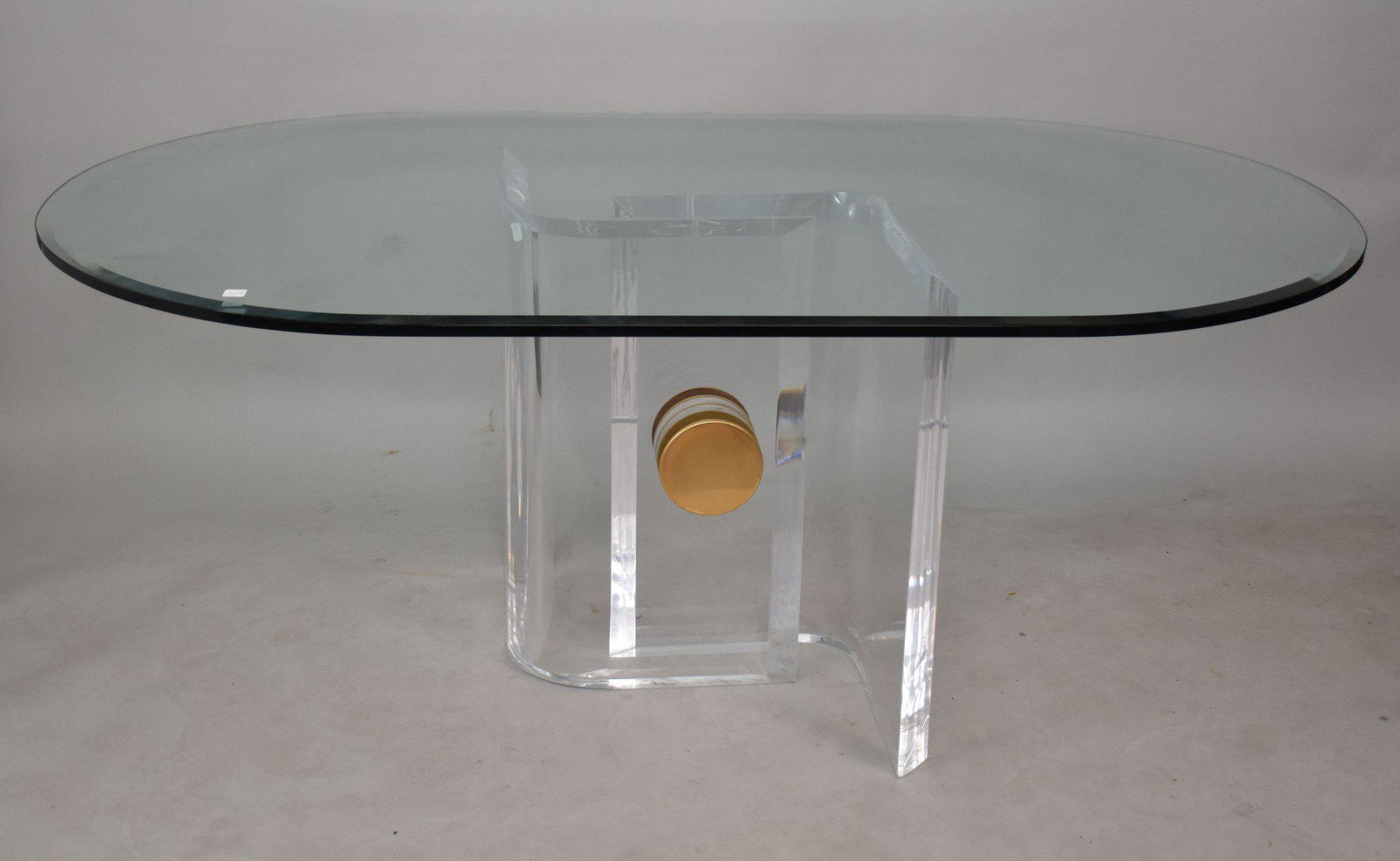 Dining Table, Modern Lucite Base with Glass Top,  42" x 71" (1 of 3)