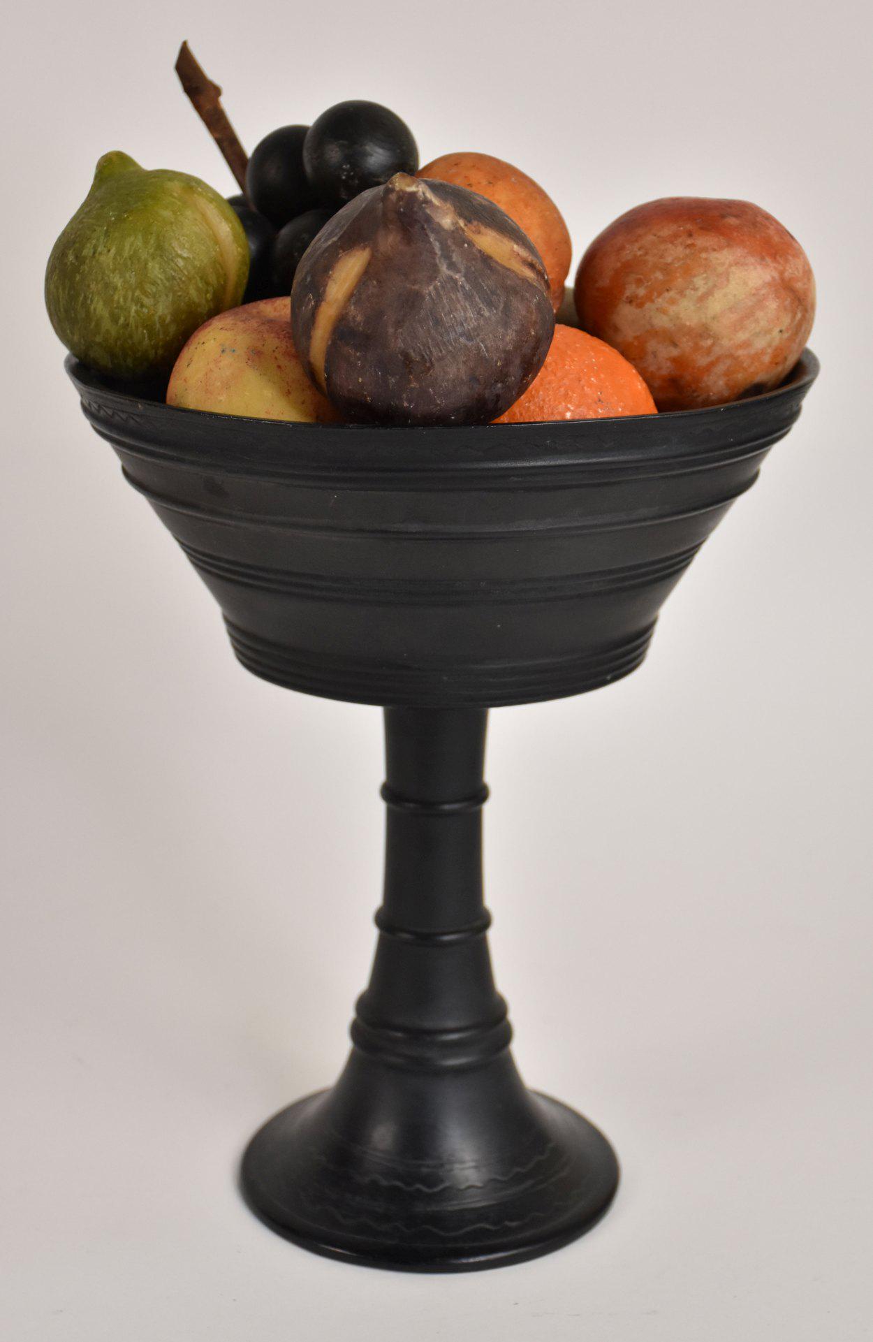 Antique Italian Fruit Compote Consisting of an Etruscan Bucchero Style Chalice, and Eight Pieces of (1 of 4)
