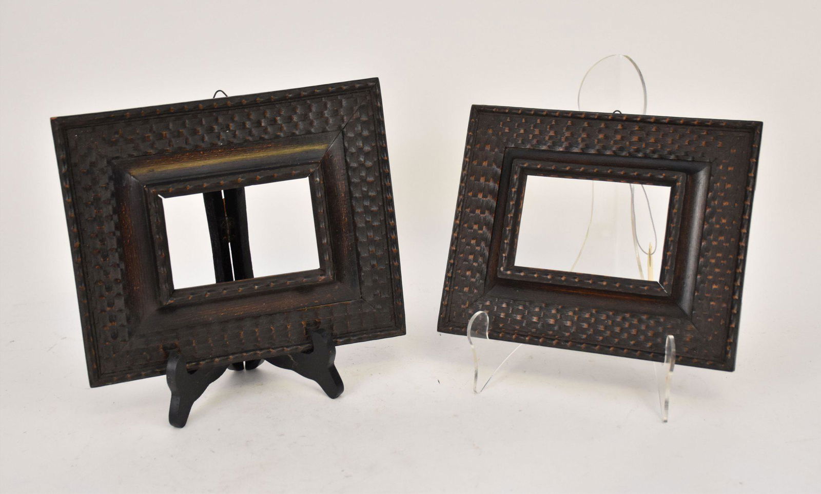 Pair of  Italian 19th Century Hand Carved Wood Frames, Larger Outer Dimensions 8 x 9 1/4 in. Sight 3 (1 of 3)