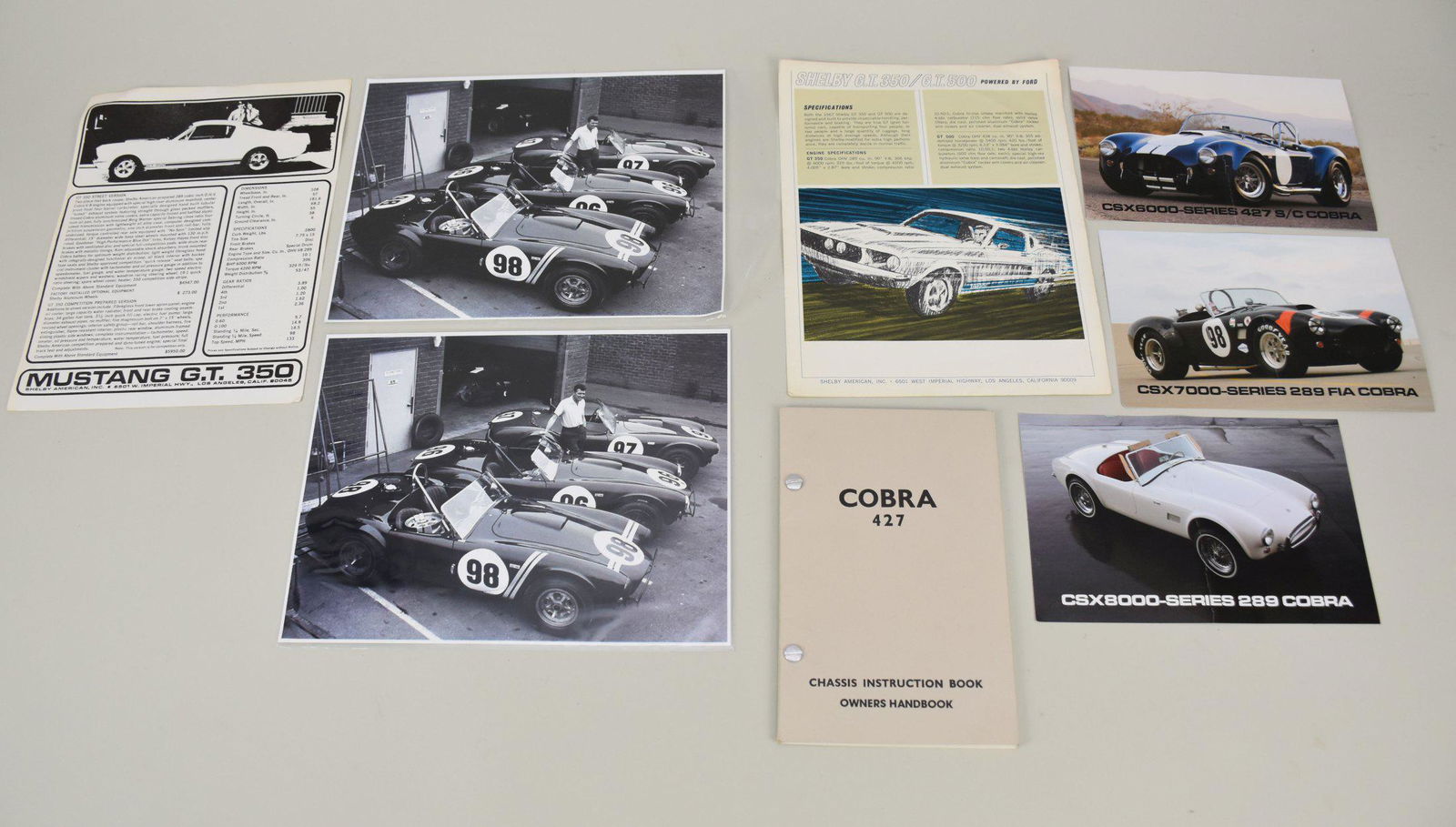 Group of Vintage Shelby Cobra Brochures & 427 Chassis Manual- Group of vintage ephemera includes: (1 of 8)