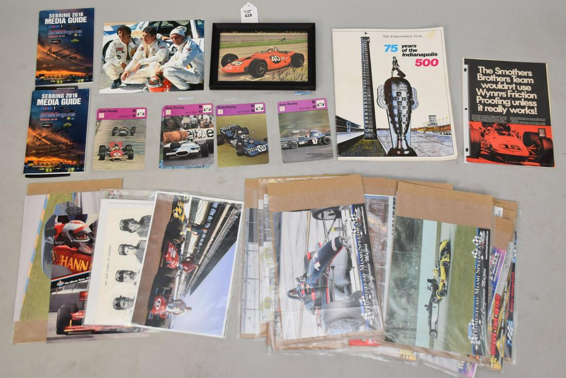 Group of Vintage Car Racing Memorabilia Signed Parnelli Jones - mostly c. 20th century. Indy Car, (1 of 5)