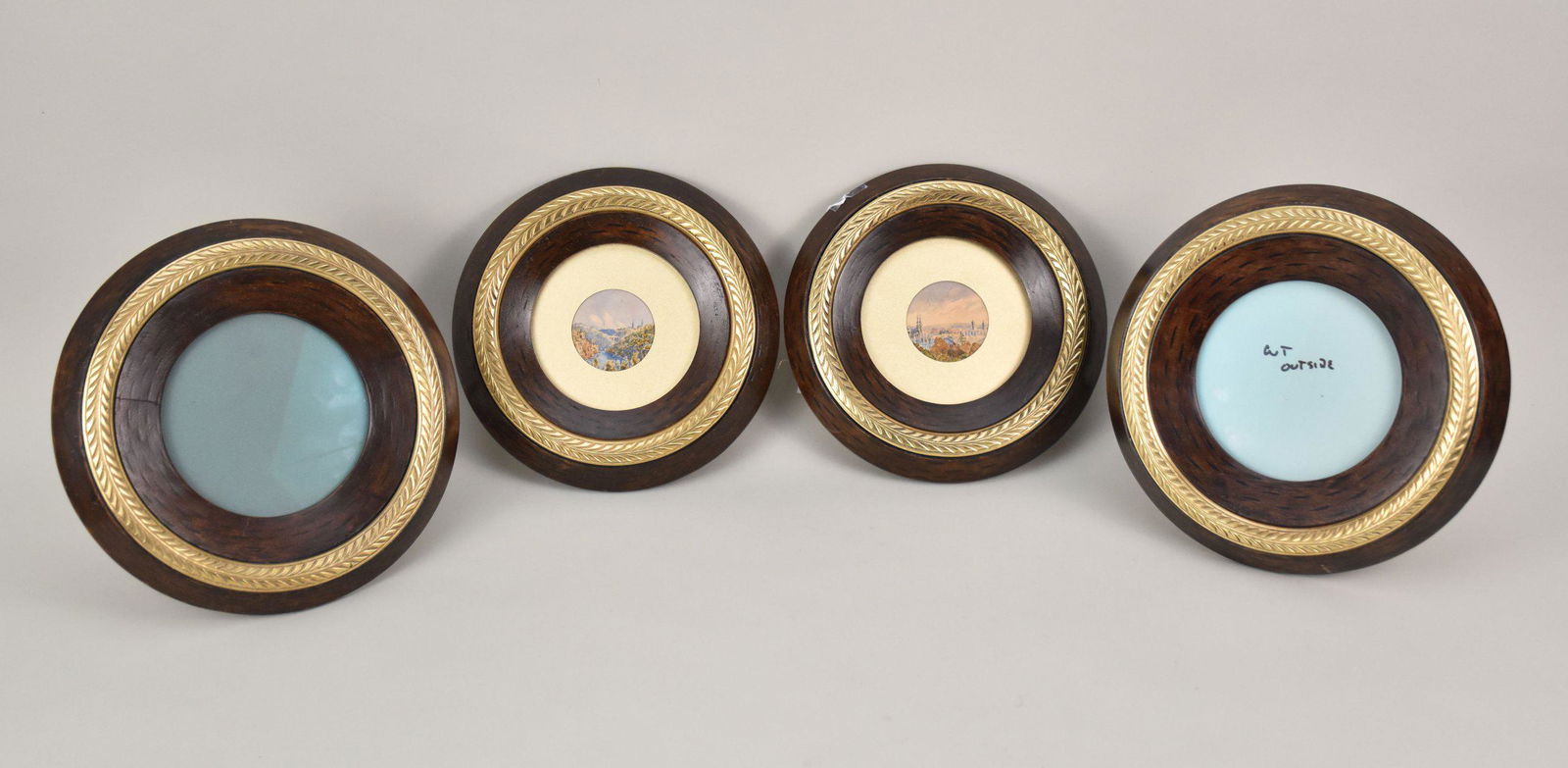 Four Picture Frames 2 w/ Original Watercolor Landscape Miniatures  - A set of four wooden frames (1 of 5)