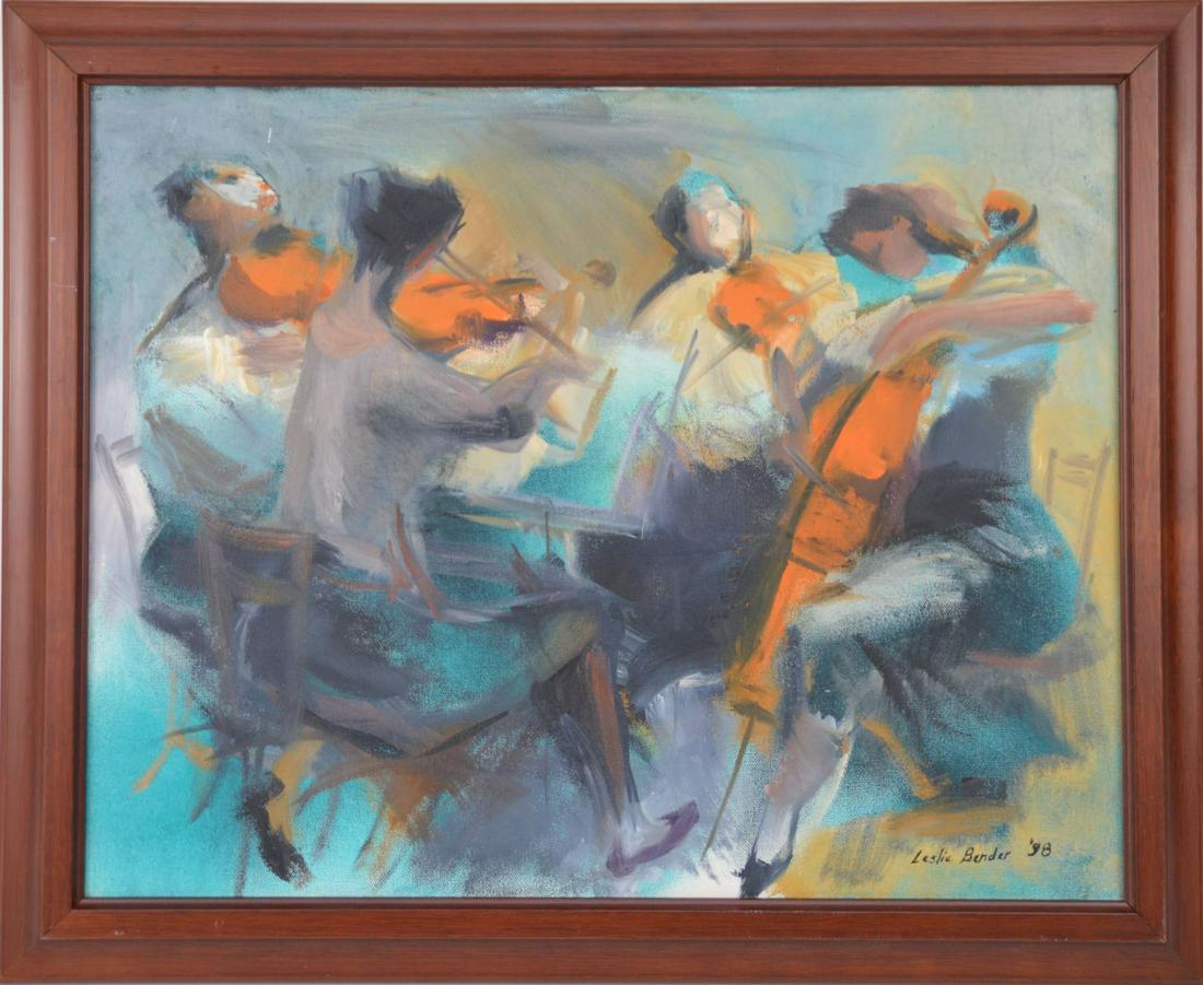 Leslie Bender  (NY Born 1952) oil on canvas, JAZZ PLAYERS. canvas sizes 16 x 20 inches (1 of 4)