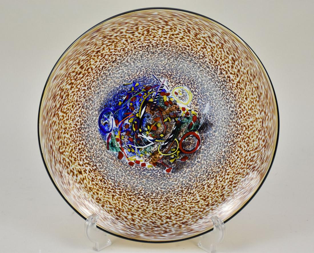 Kosta Boda Bertil Vallien Art Glass Centerpiece Dish - Sweden. 11 1/4" diameter. Signed "Kosta Boda, (1 of 5)