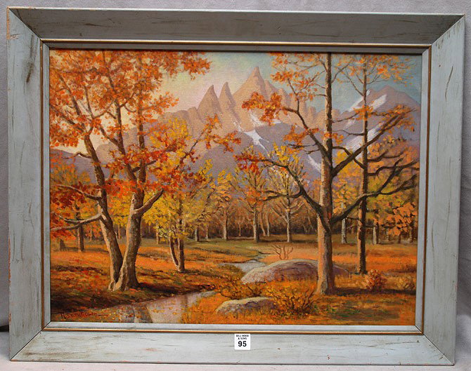 Robert Emmett Owen (American 1878 - 1957) oil on c: Robert Emmett Owen (American 1878 - 1957) oil on canvas, Fall Landscape, sll, 18"x24"