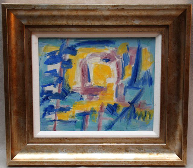 Theodore Hios (AMERICAN/GREEK, 1910) oil on masso: Theodore Hios (AMERICAN/GREEK, 1910) oil on massonite, summer '52, Modern Painting, 12"x16"