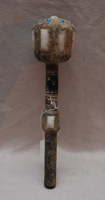 Archaic jade and bronze weapon, 11"L: Archaic jade and bronze weapon, 11"L