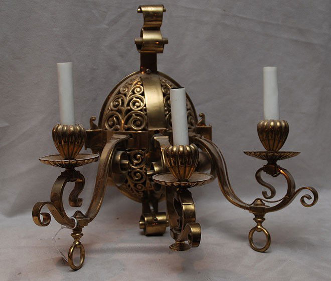 Bronze 3 light wall sconce, 13"h x 13"w: Bronze 3 light wall sconce, 13"h x 13"w