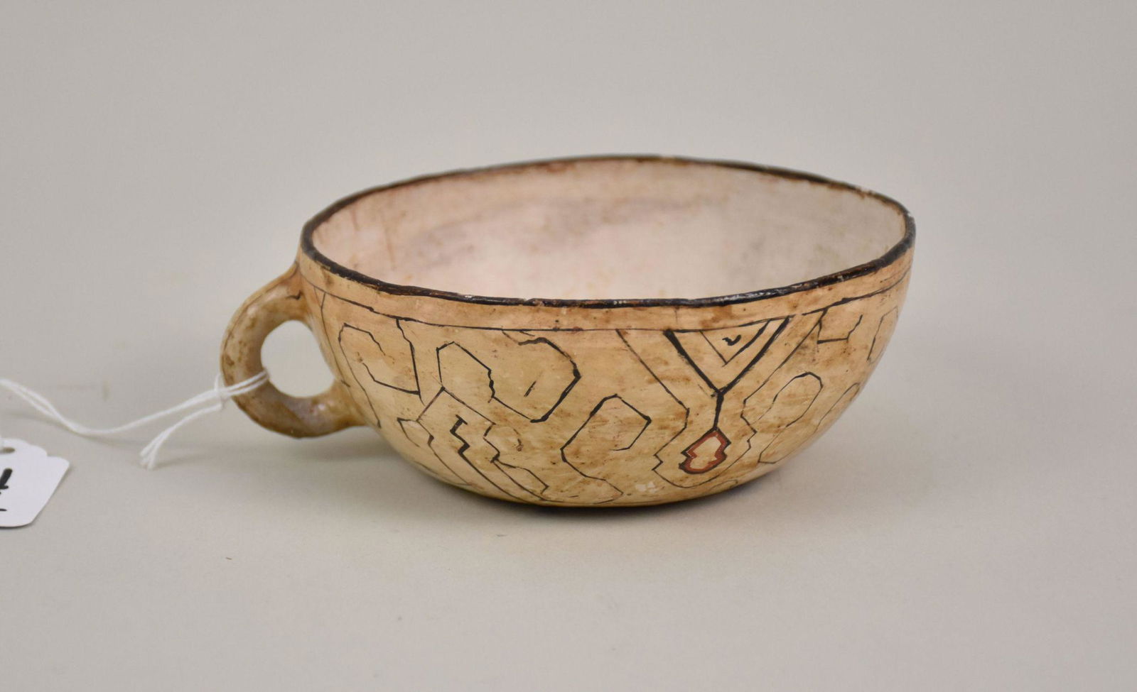 Shipibo-Conibo Peruvian Pottery Handled Bowl Cup - A hand-painted pottery cup with a wide open bowl (1 of 6)