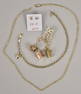 14K Yellow Gold Lot. 14K Pendant with charms, 14K Heart anklet 9" , 14K Heart stud earrings and a