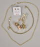 14K Yellow Gold Lot.  14K  Pendant with charms, 14K Heart anklet 9" , 14K Heart stud earrings and a