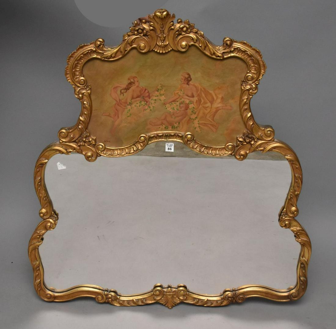 French Trumeau Style Gilded Mirror, 42"h x 36"w (1 of 5)