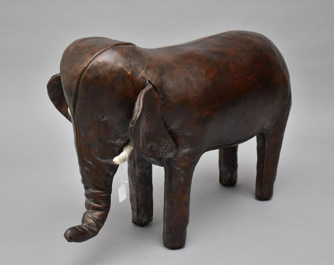 Vintage Leather Elephant Footrest, Dmitri Omersa UK, Sold by Abercrombie & Fitch, 21"h x 33"L (tail (1 of 4)