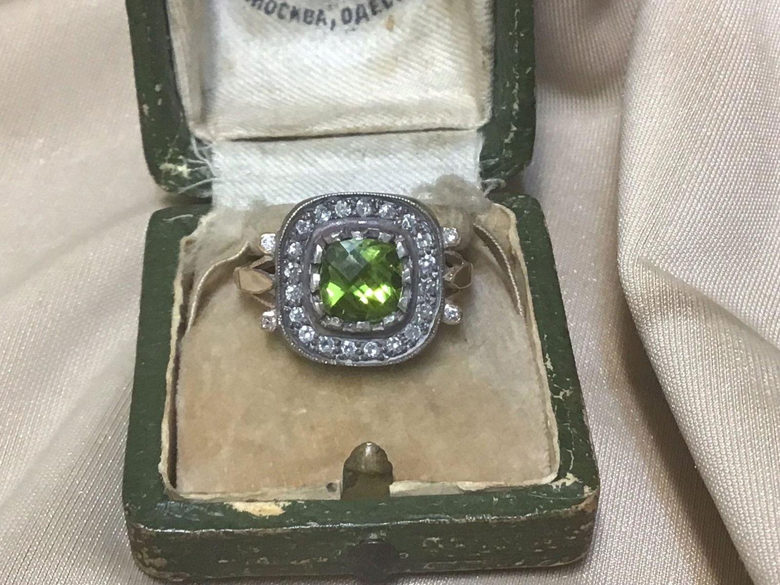 Russian Antique gold diamonds ring size 7 .stamped 56 and maker marks.: Russian Antique gold diamonds ring size 7 .stamped 56 and maker marks. Top set in sterling.