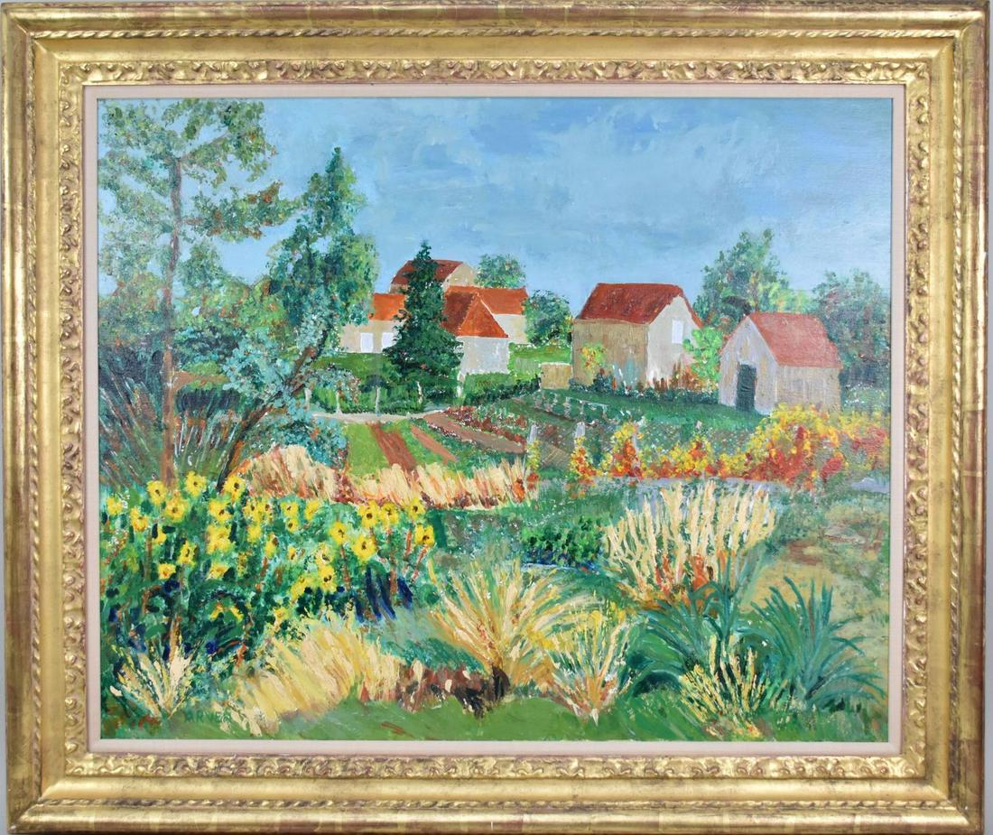 Florence Arven (FRENCH, 1952) "Farm and Garden" oil canvas 30 x 37 inches 39 x 45 inches (1 of 6)