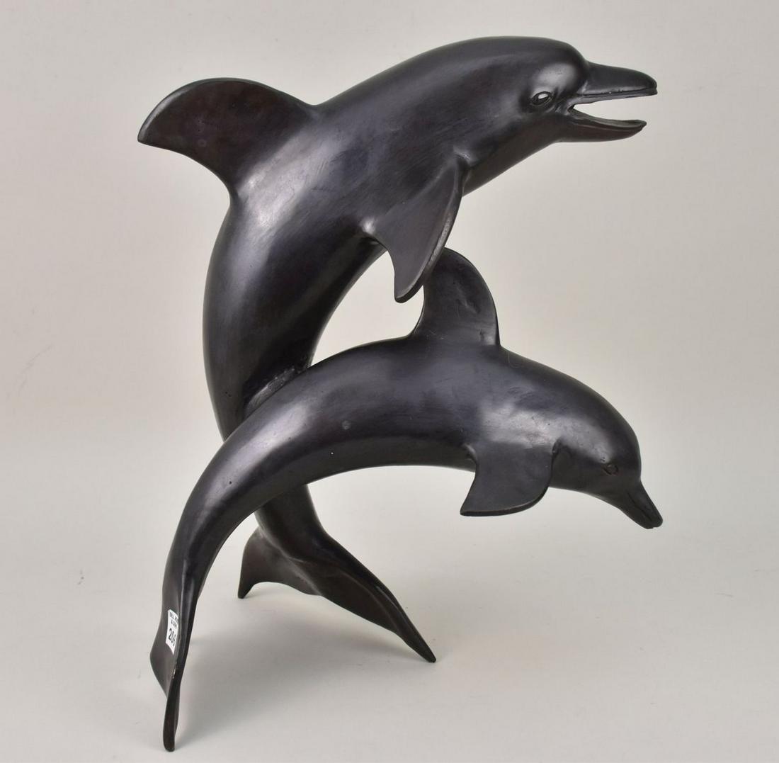 Bronze Dolphin Sculpture, 18 1/2"h x 15"w (1 of 8)