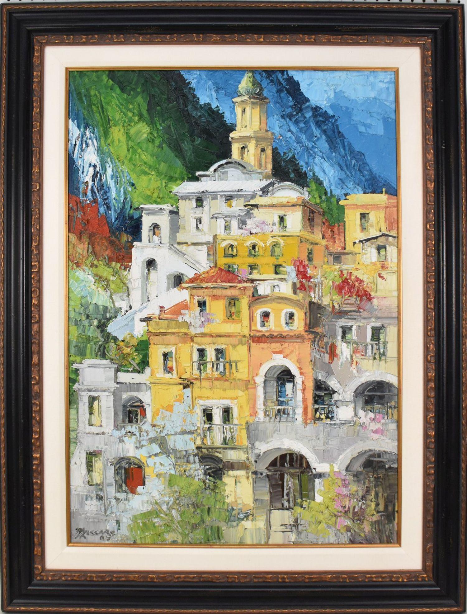 Antonio Di Viccaro (ITALIAN, 1935) oil on canvas, Amalfi Coast, signed, 50" x 40" (1 of 10)