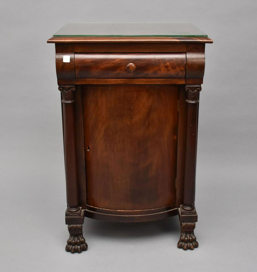 Antique Empire Single Drawer & Door Cabinet on Lion Paw Feet, 37"h x 24"w x 20"d (1 of 7)
