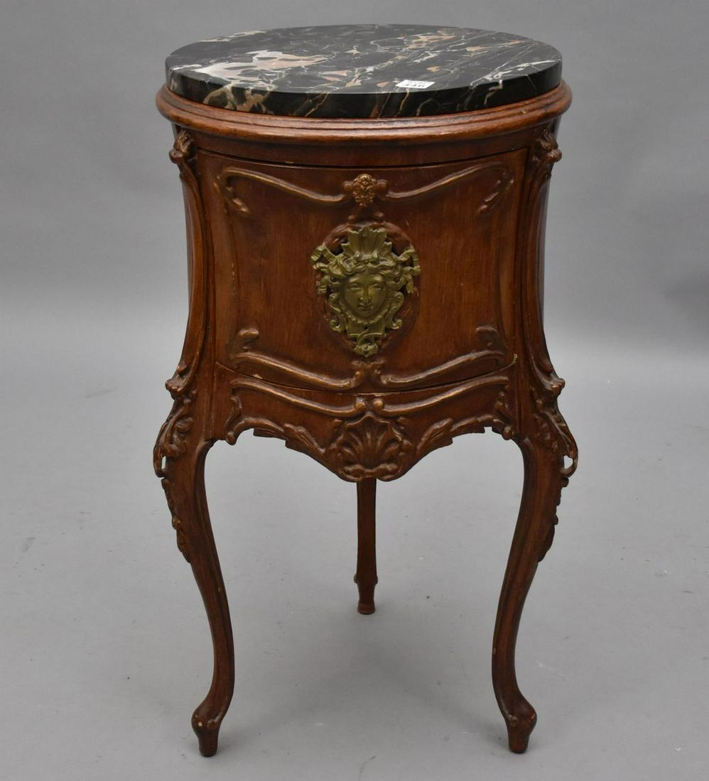 French Occasional Round Table, Singe Door & Black Marble Top, 28"h x 15"dia (1 of 5)