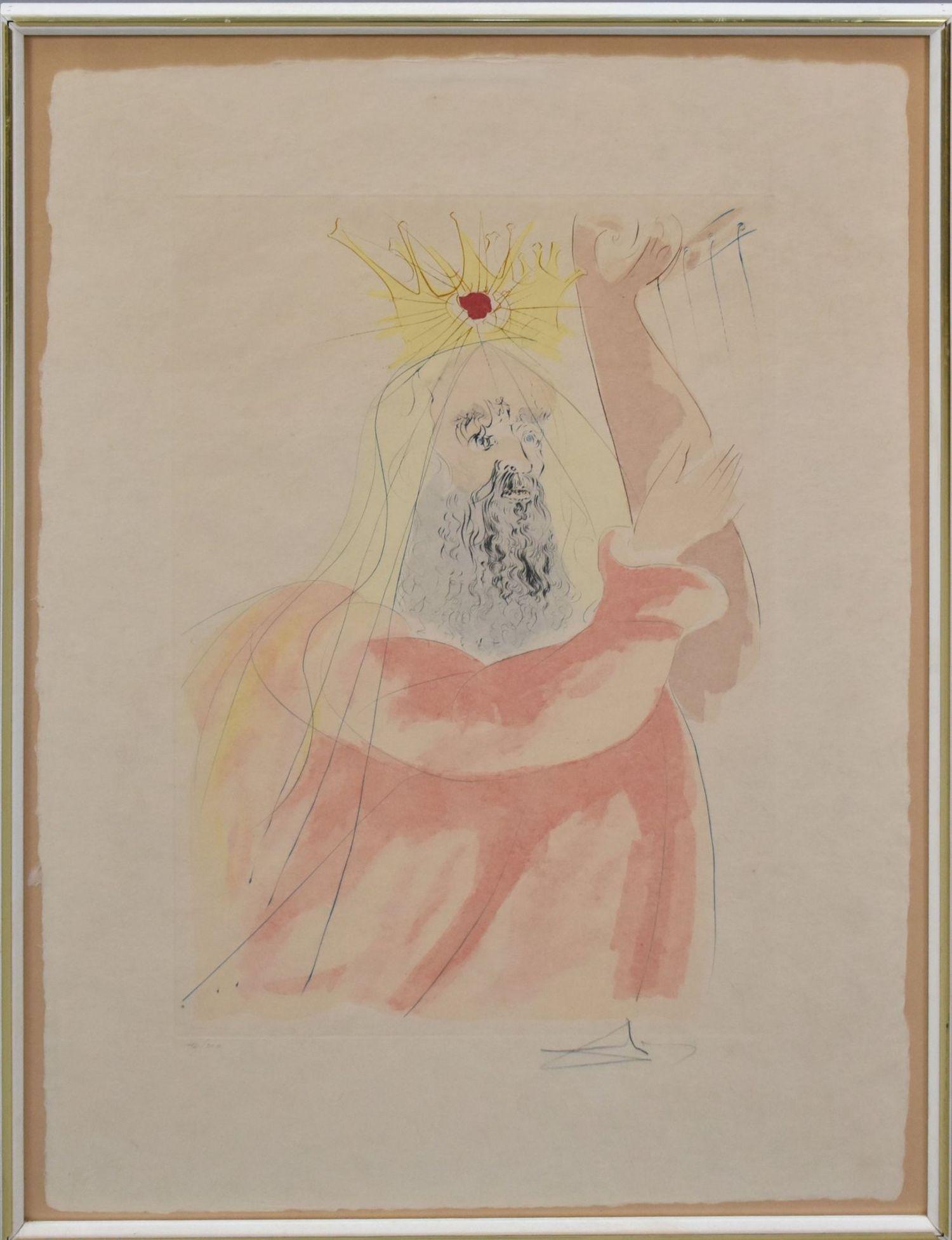 Salvador Dali Colored Lithograph, King playing harp, pencil signed and numbered 220/300, signed (1 of 7)