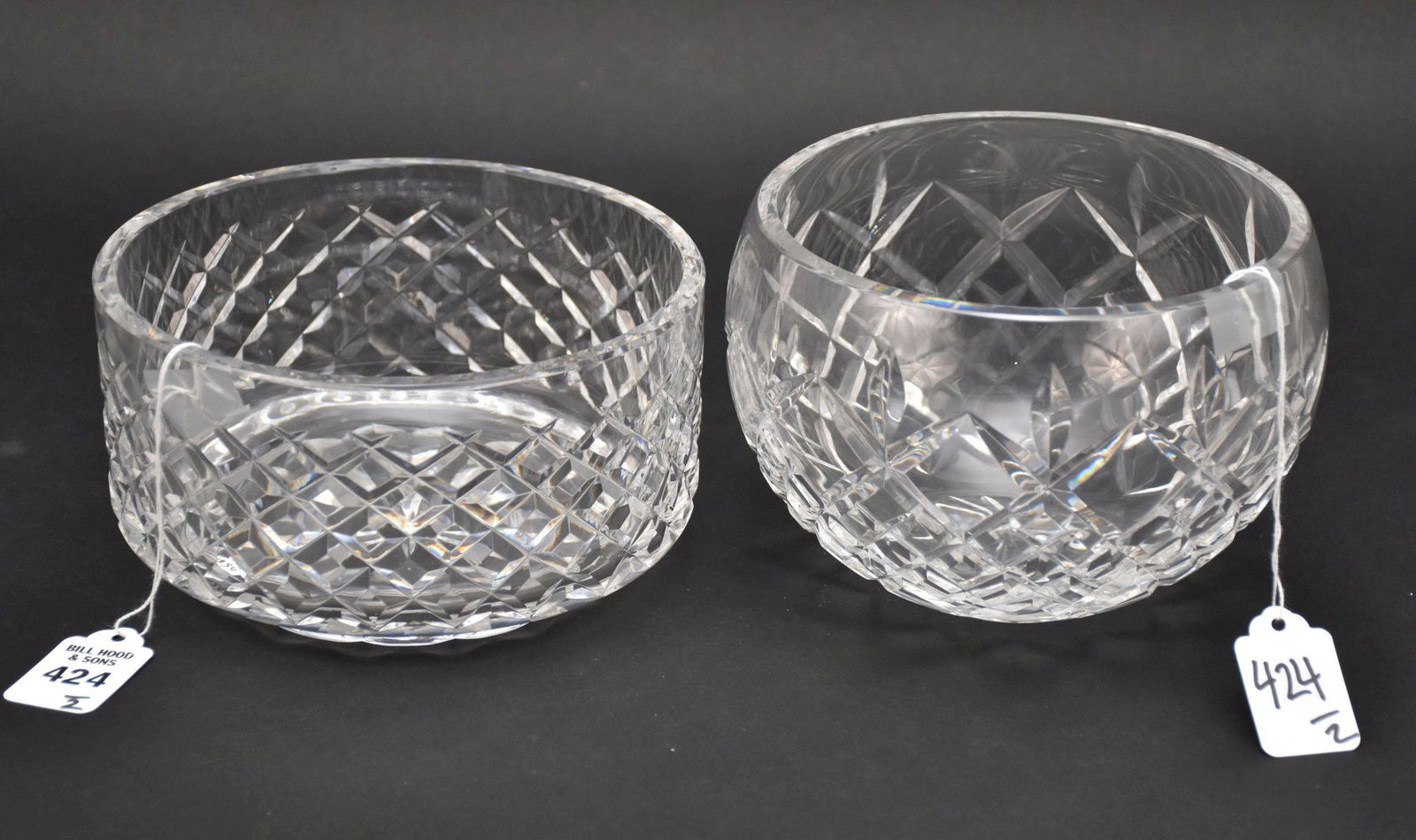 Two Waterford Crystal Bowls - Alana pattern round bowl, 7" diameter; and a globular rose bowl/candy (1 of 4)
