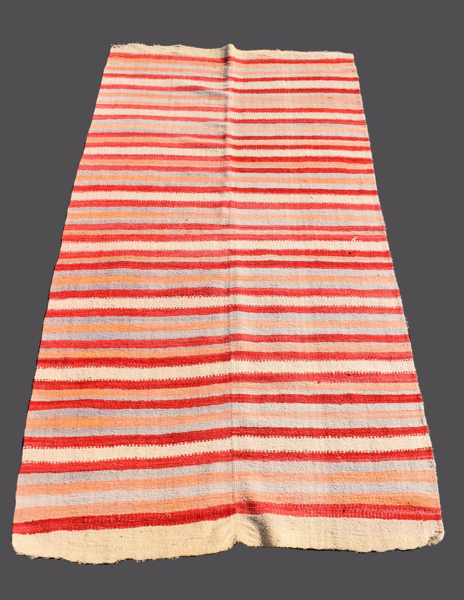 Antique Rio Grande Blanket Rug - American. A hand-woven wool rug with a loose but dense weave and (1 of 3)