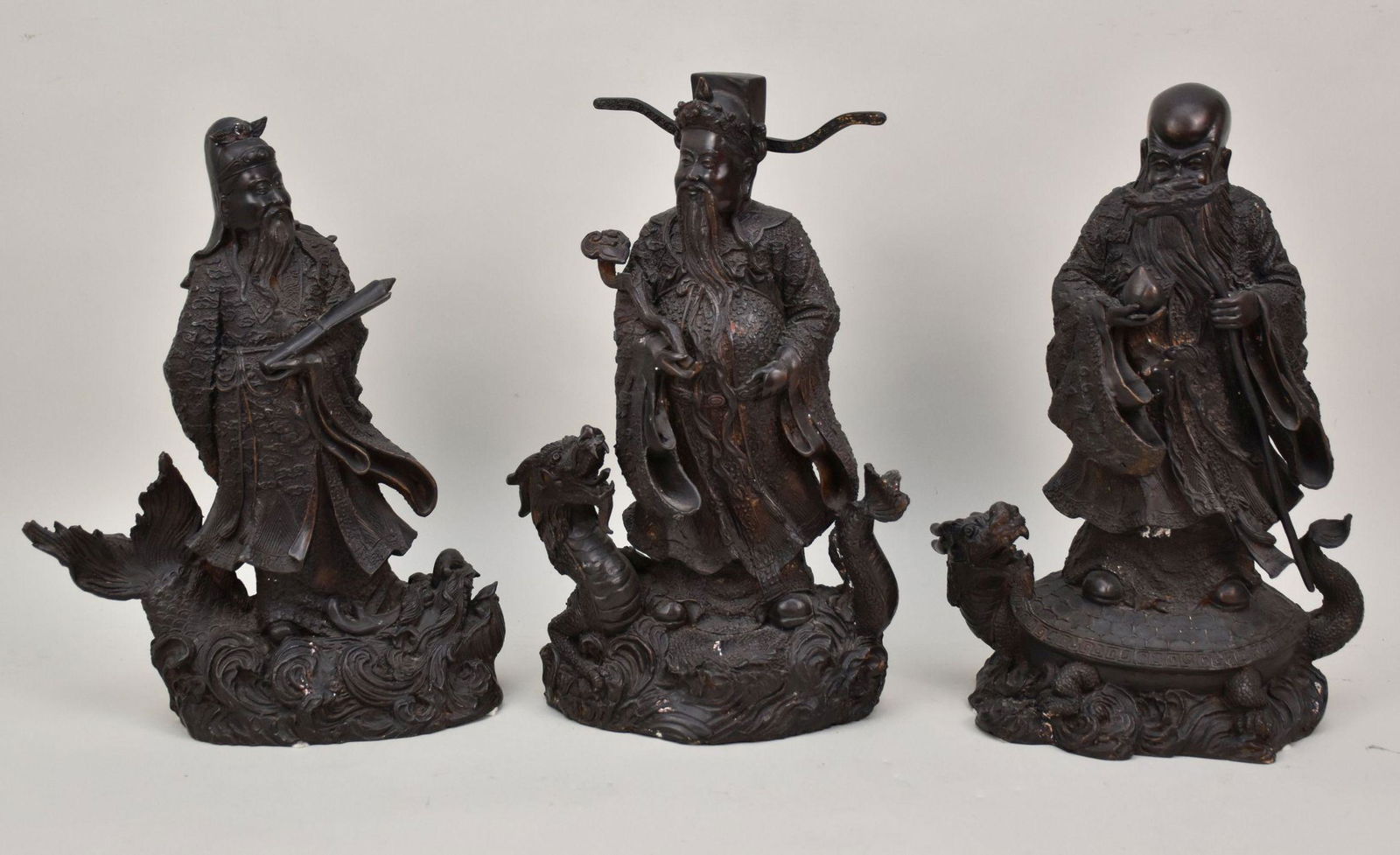 3 Chinese Bronze Immortals Figures, 15"h & 16"h (1 of 11)