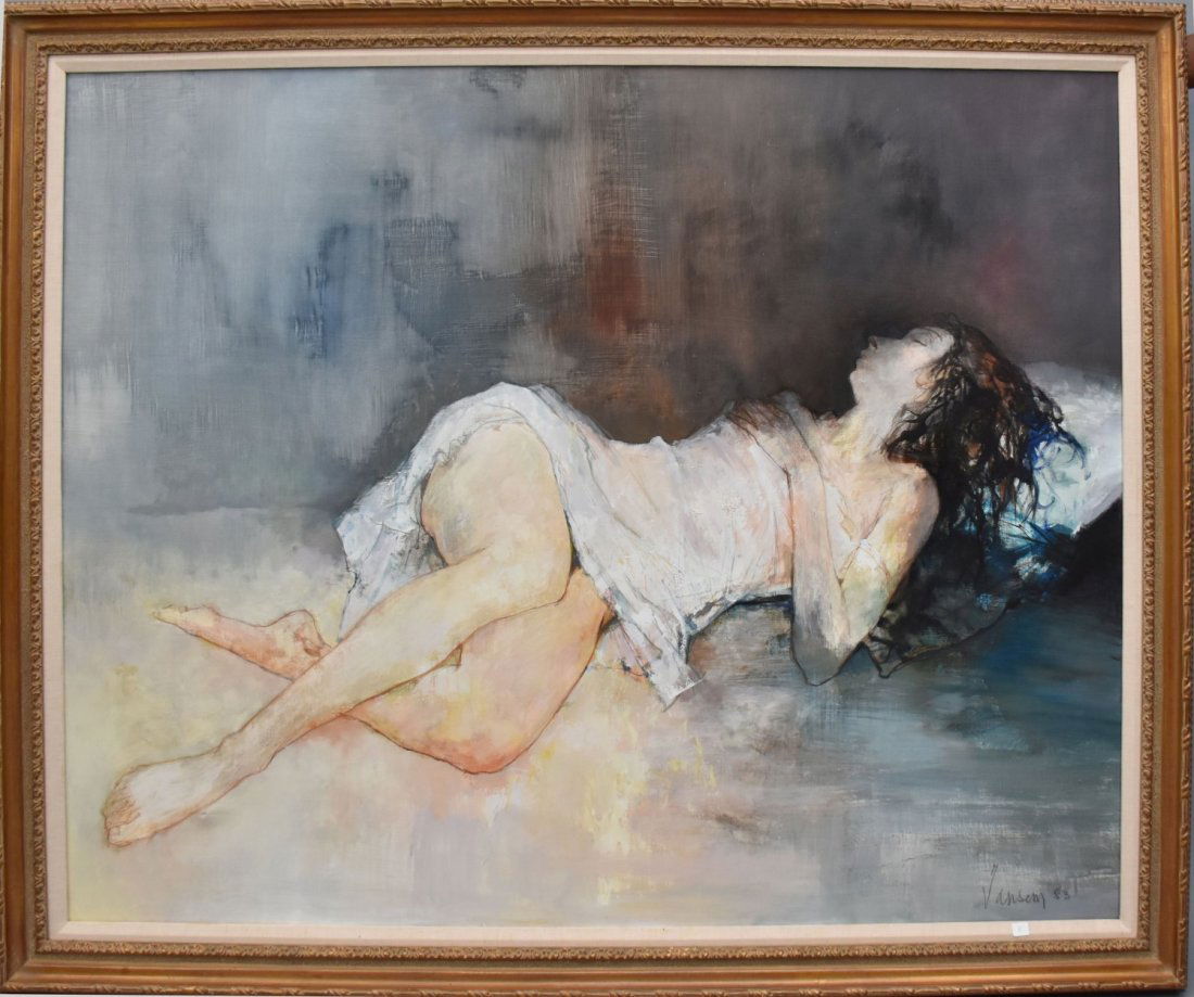 Jean Jansem (FRENCH, 1920â€“2013) Large oil canvas "Reclining Female" (1 of 10)