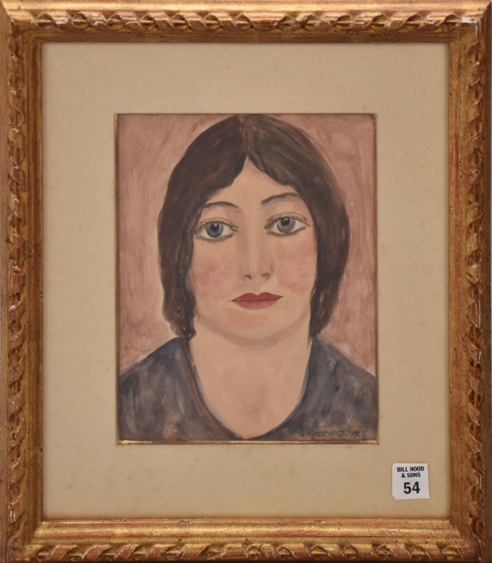 Abraham Walkowitz (AMERICAN, 1878â€“1965) "Portrait of A Lady", watercolor on paper (1 of 7)