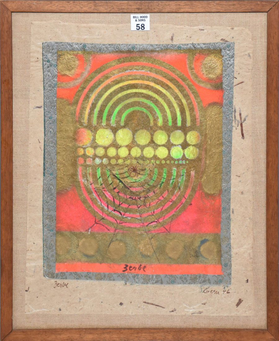 Karl Zerbe (AMERICAN/GERMAN, 1903â€“1972) mixed media, "Spider in the Chapel" (1 of 9)