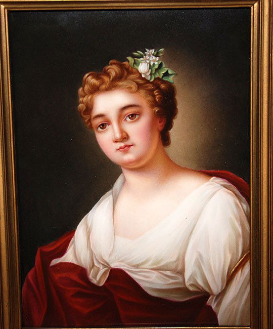 KPM porcelain plaque of beautiful woman, 8 1/4"h x: KPM porcelain plaque of beautiful woman, 8 1/4"h x 6"w