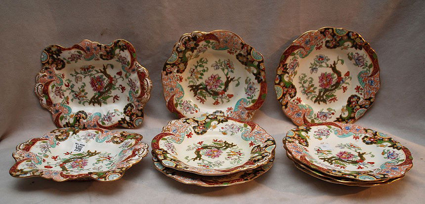 9 pcs of Spode Porcelain Circa 1850. Condition: g: 9 pcs of Spode Porcelain Circa 1850. Condition: good. Plates 9" Dia. Platters 10 1/4" x 8 1/4"