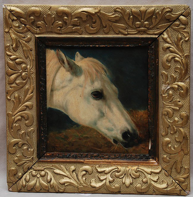 Otto Eerelman (DUTCH, 1839-1926) oil on panel "Hor: Otto Eerelman (DUTCH, 1839-1926) oil on panel "Horse Head", 7-3/4"x7-3/8"