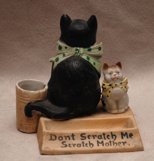 Match holder with cats, 4"h: Match holder with cats, 4"h