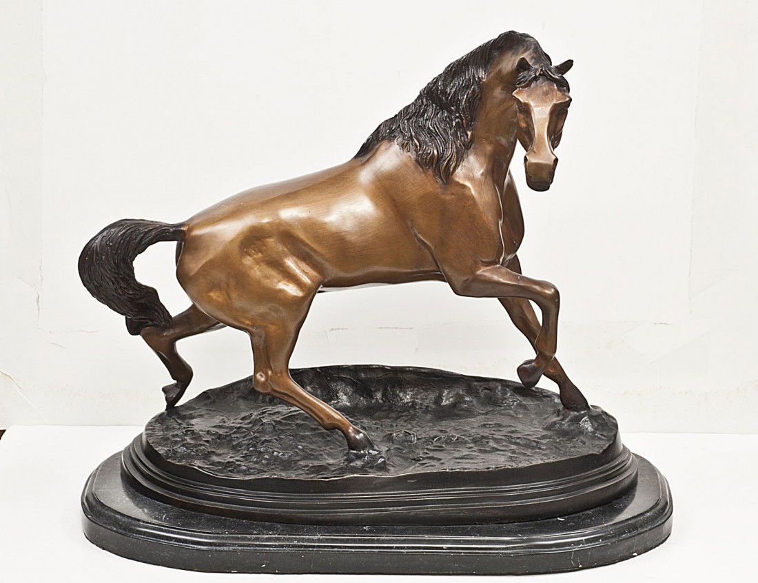 Decorative Bronze sculpture of a stallion after P.: Decorative Bronze sculpture of a stallion after P.J. Mene