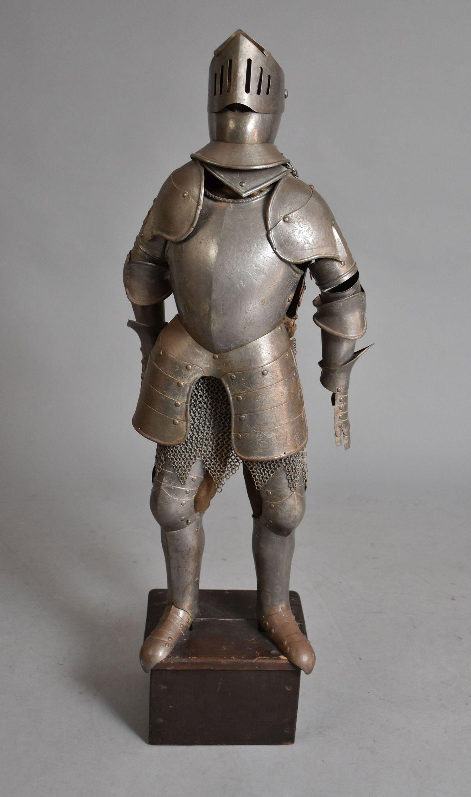 Antique Armourers's Model Miniature Suit of Armor - European. A miniature suit of plate armor of a (1 of 12)