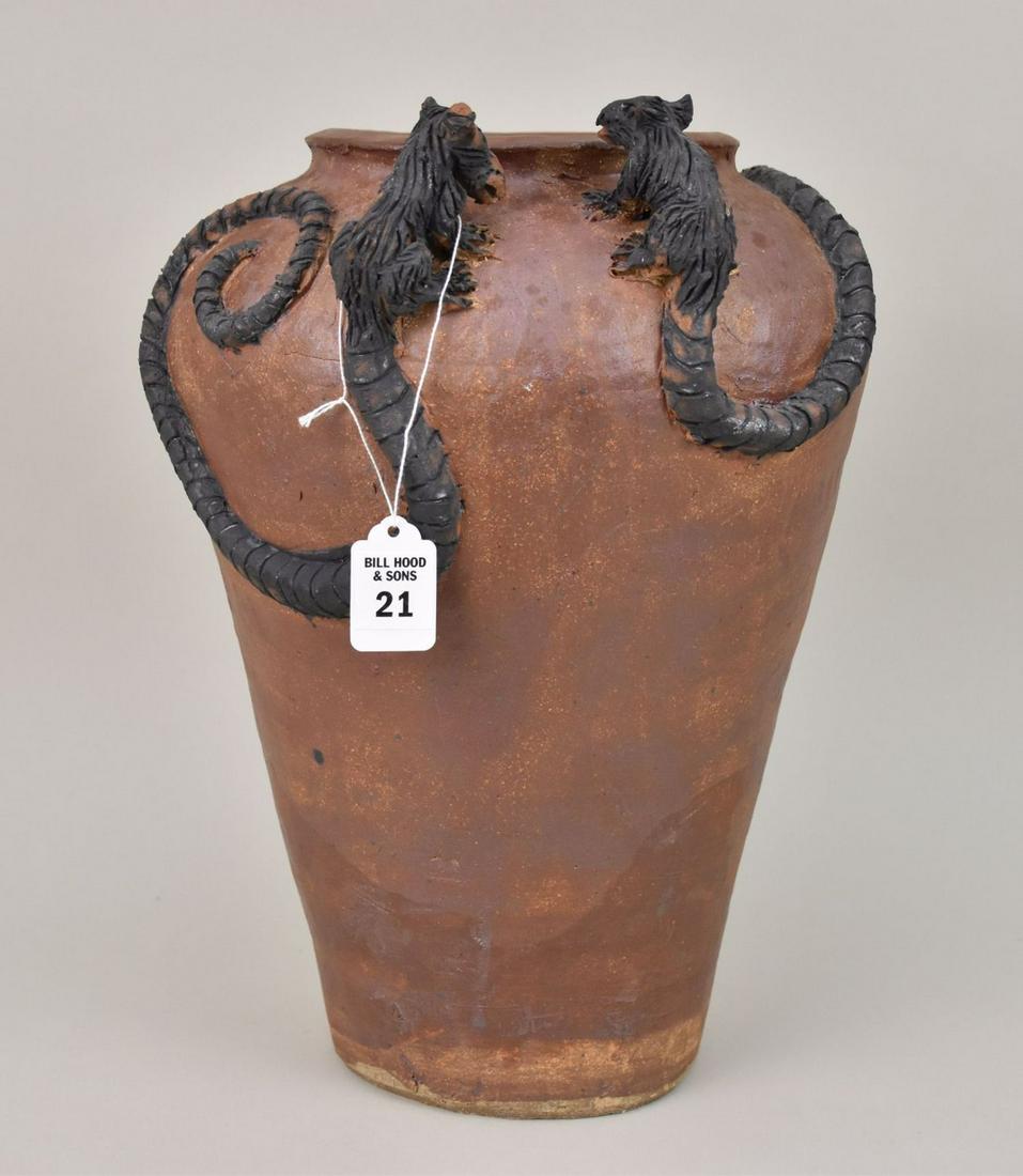 Joseph Kurhajec (American, b. 1938) Art Pottery Vase Rats  - A heavy pottery interpretive art vase (1 of 9)