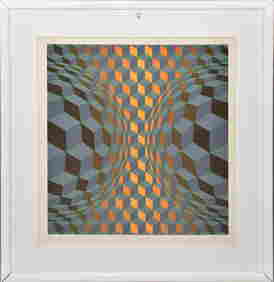 Victor Vasarely (1906 - 1997) serigraph, 113/250, geometric composition, pencil signed lower right, (1 of 6)
