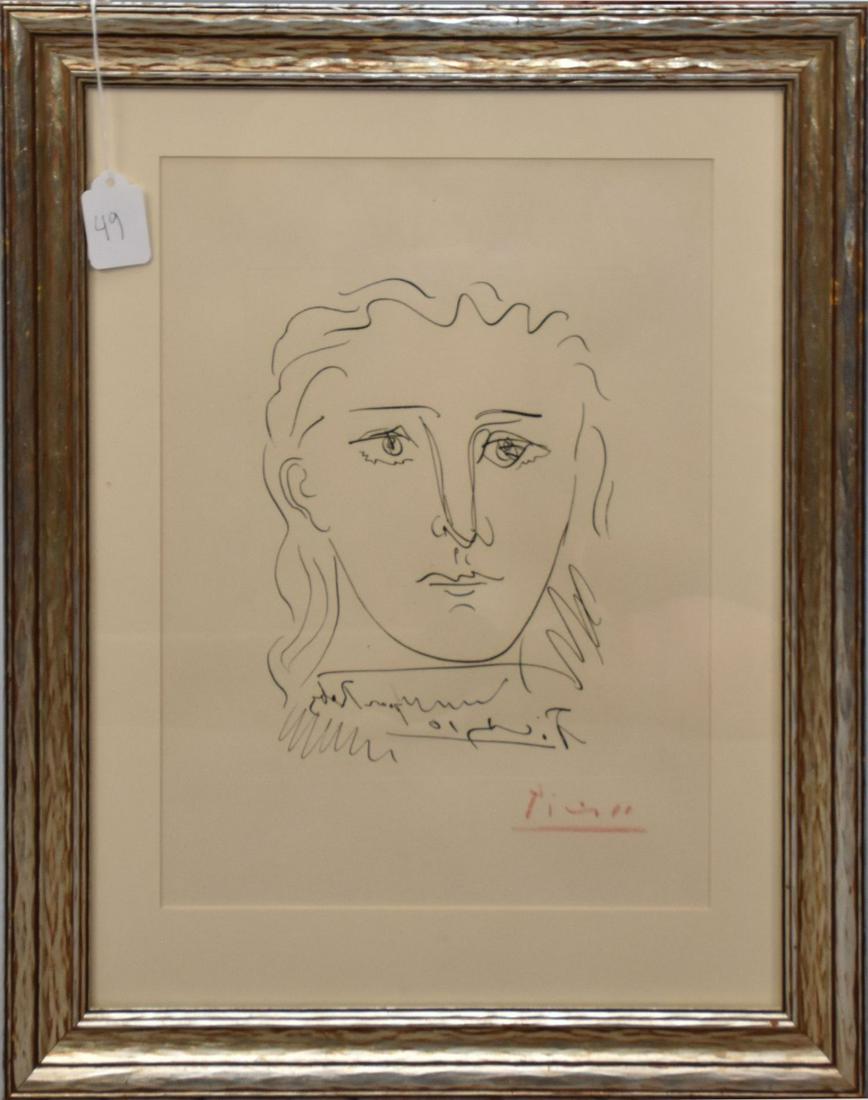 Picasso Pour Robie etching, hand signed by artist in red, 13 1/2" x 10" sight, 19 1/2" x 15 1/2" (1 of 5)