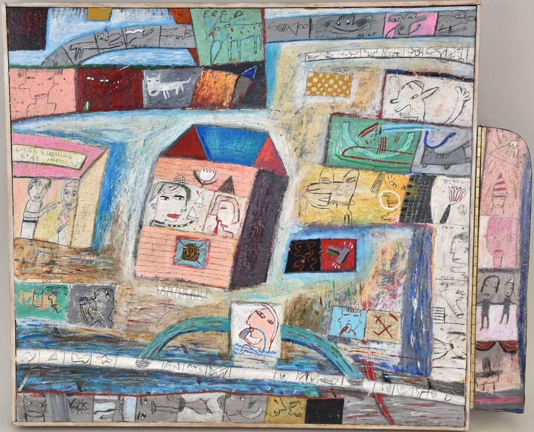Michael Nakoneczny (American, b. 1952) Outsider art, abstract, acrylic on Masonite with folding (1 of 12)