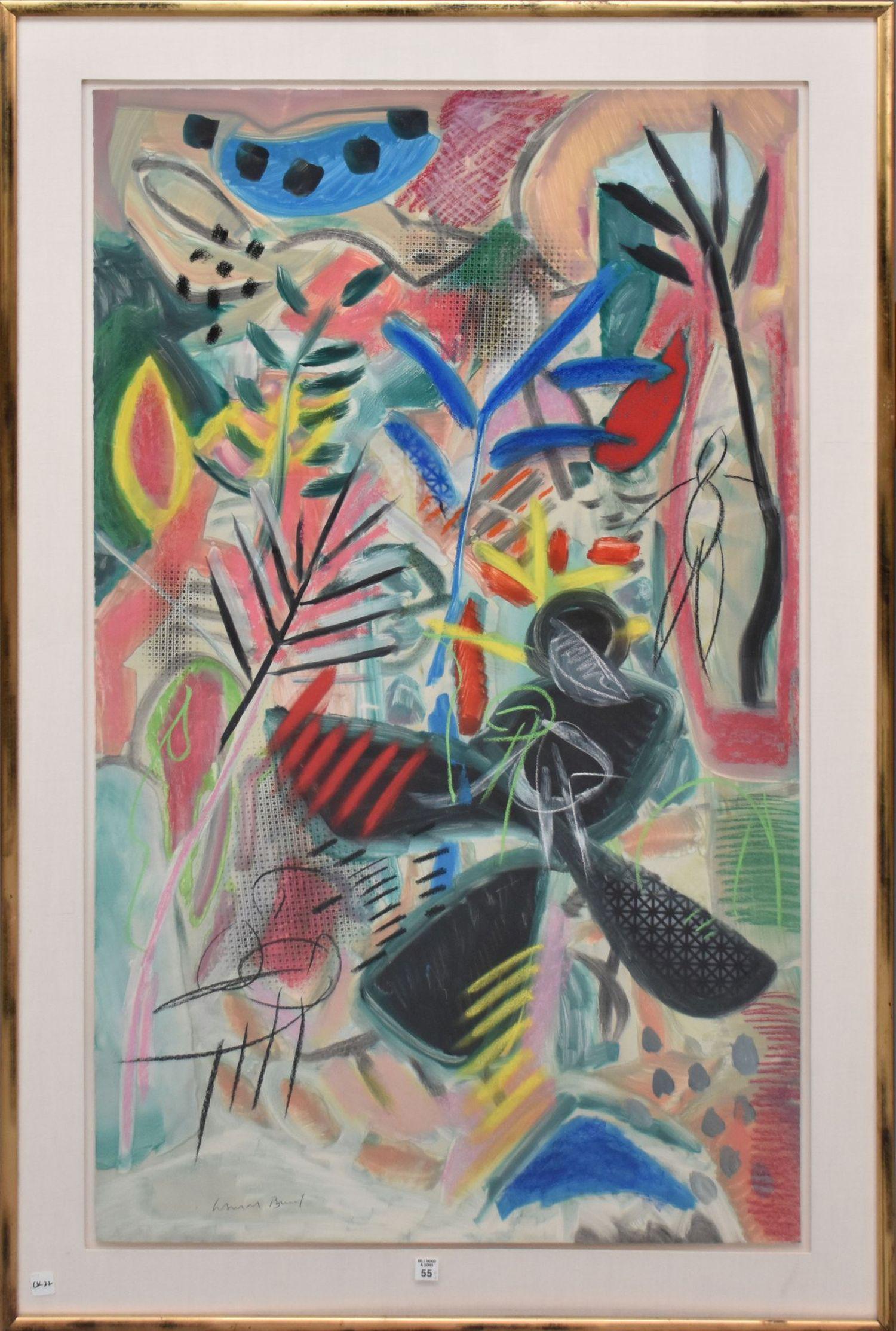 LAMAR BRIGGS (American 1935-2015) Mixed Media Abstract Composition painting size 51-1/2 x 30-1/2 (1 of 7)