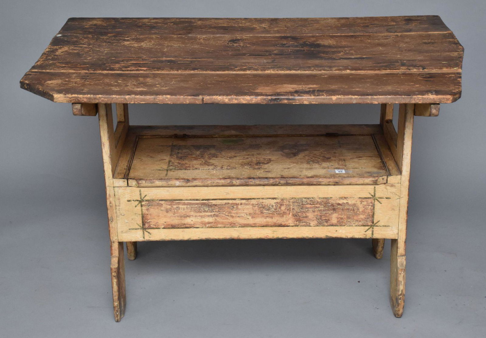 19th c. New England Grain Painted Chair Table (1 of 9)