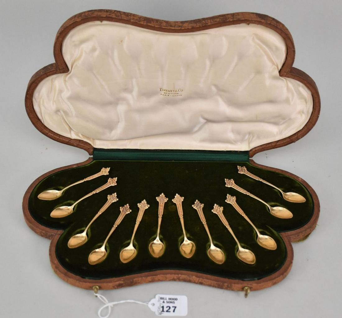 Set of 12 Antique Tiffany & Co 18kt Gold Demitasse Spoons - c. 1900. Set of twelve 18kt gold (1 of 6)