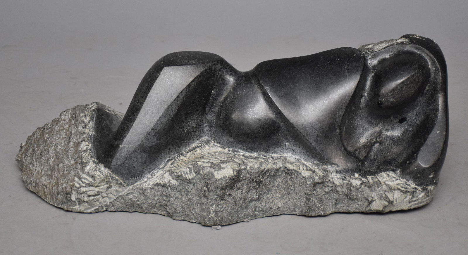 Mid-Century Cubist Granite Sculpture of a Reclining Nude: Mid-Century Cubist Granite Sculpture of a Reclining Nude - Signed indistinctly on back of sculpture. 8" h x 24" l x 10" d.