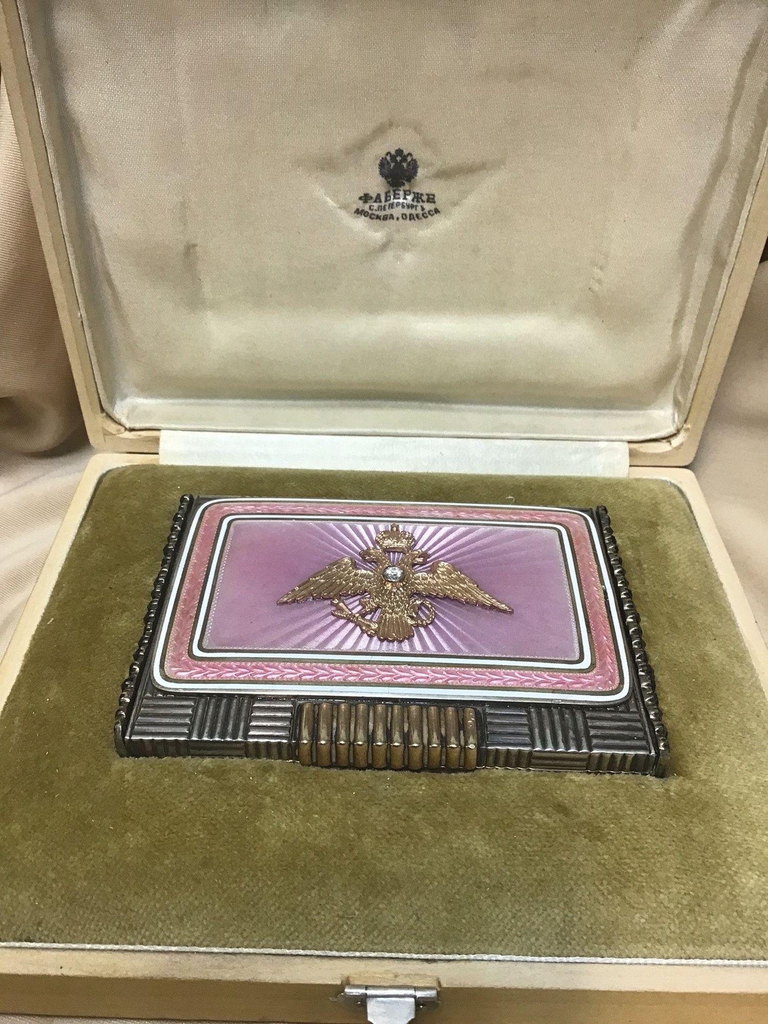 Extremely Unusual Antique Russian Silver Gold enamel Diamond Cigarette case Extremely rare Antique (1 of 10)