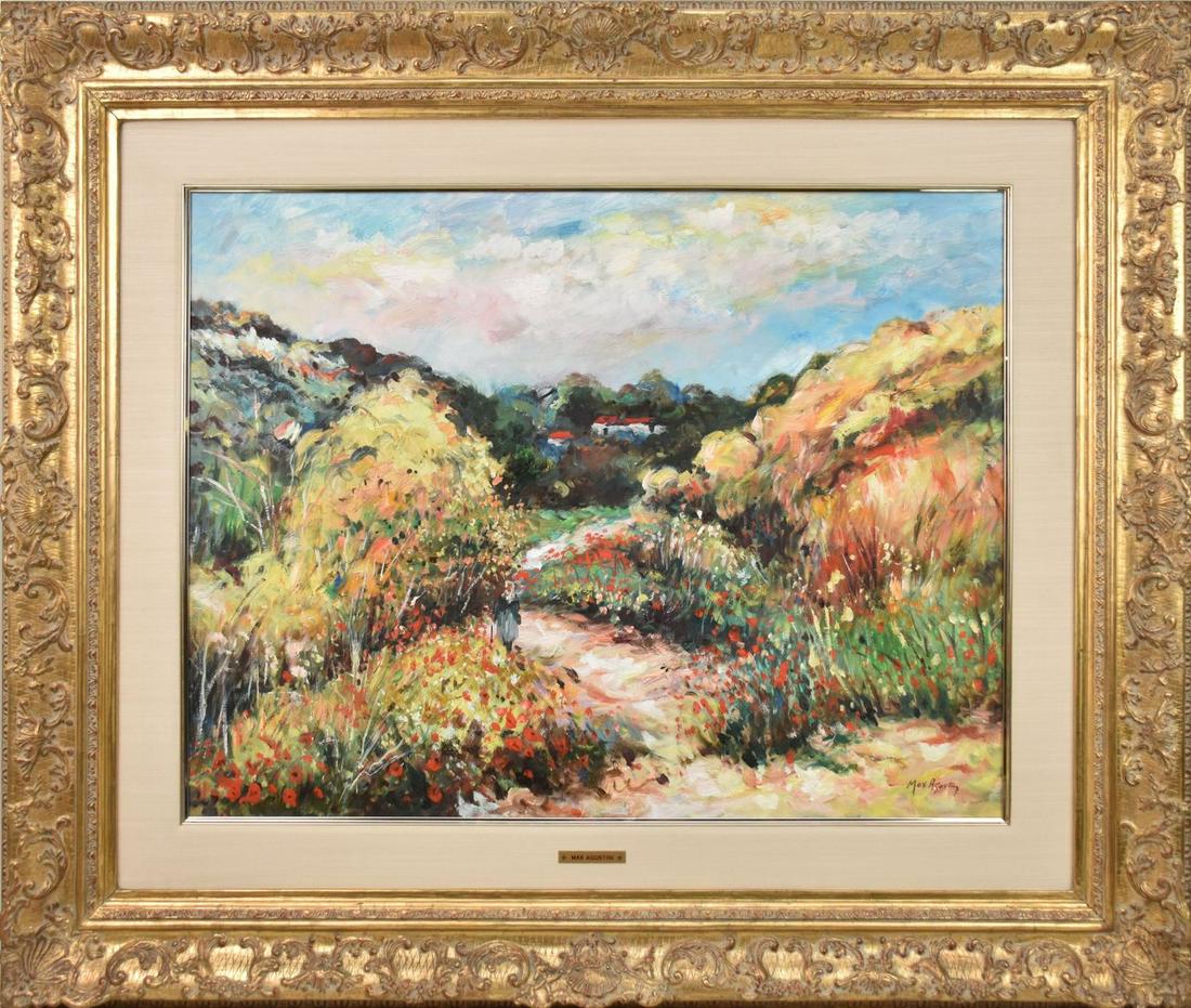 Max Agostini (FRENCH, 1914â€“1997) Landscape-- Chemin a la Mai son, 24" x 32" canvas, 37" x 45" (1 of 9)