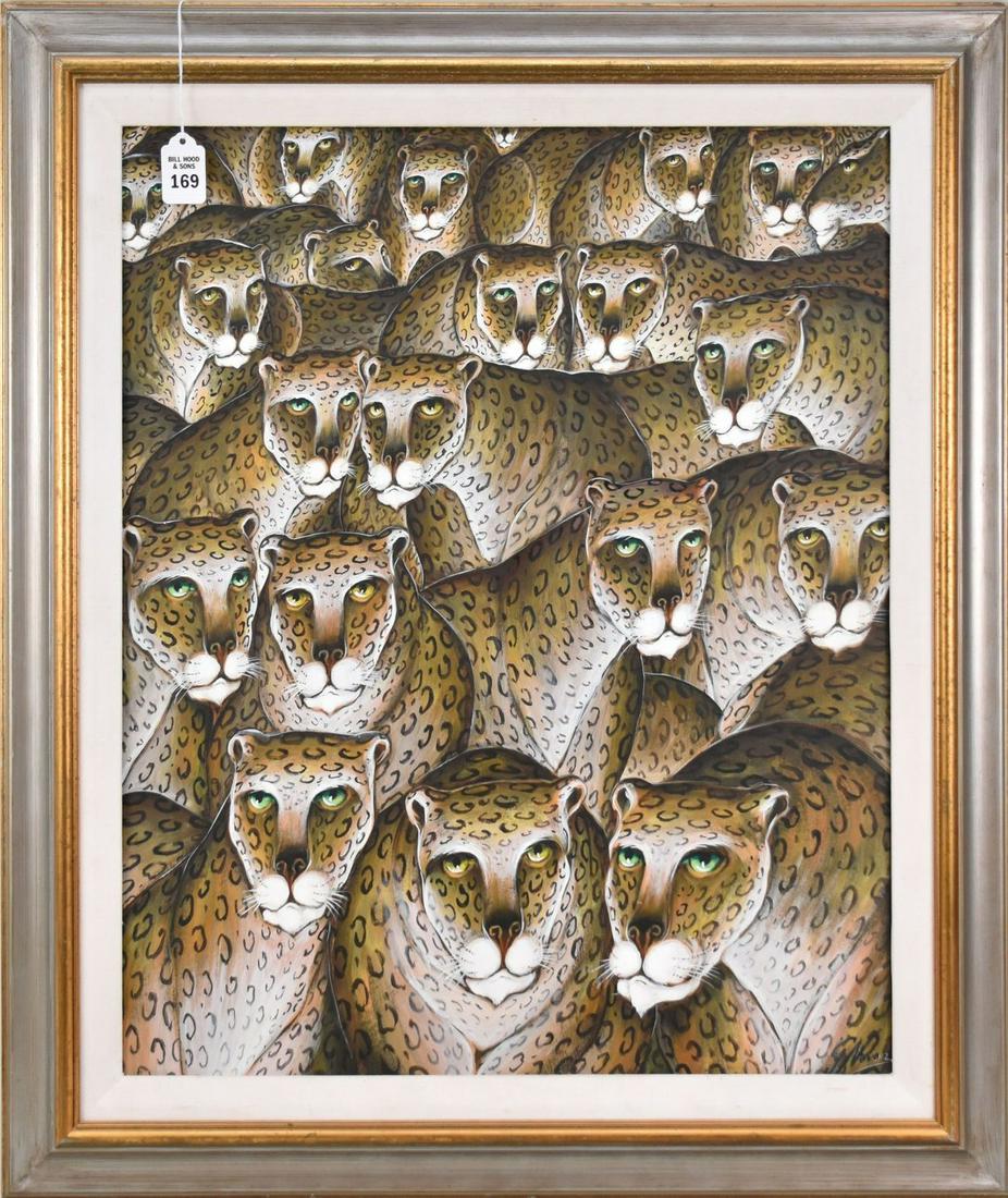 Gustavo Novoa (CHILEAN, 1941) titled "The Pack", oil on board, signed lower right, 24" x 20" (1 of 6)