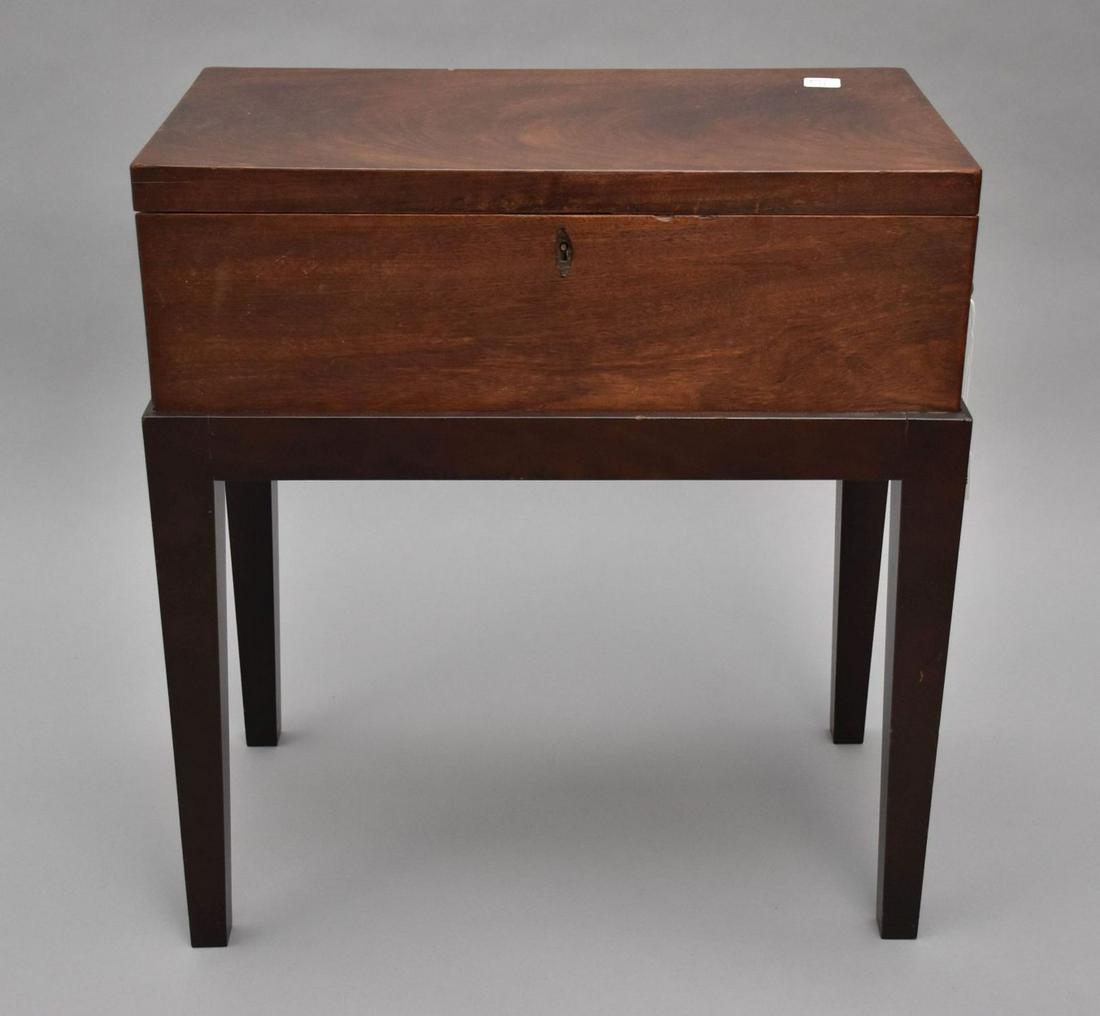 19th c. Traveling Desk on custom Stand with Fitted Interior, 5"h x 14"w x 12"d: 19th c. Traveling Desk on custom Stand with Fitted Interior, 5"h x 14"w x 12"d
