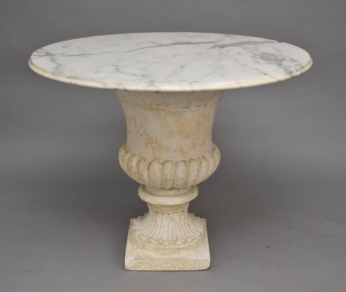 Large Composition Classical Urn Sold with Marble Top, 35 1/2"d (marble has chip) (1 of 3)