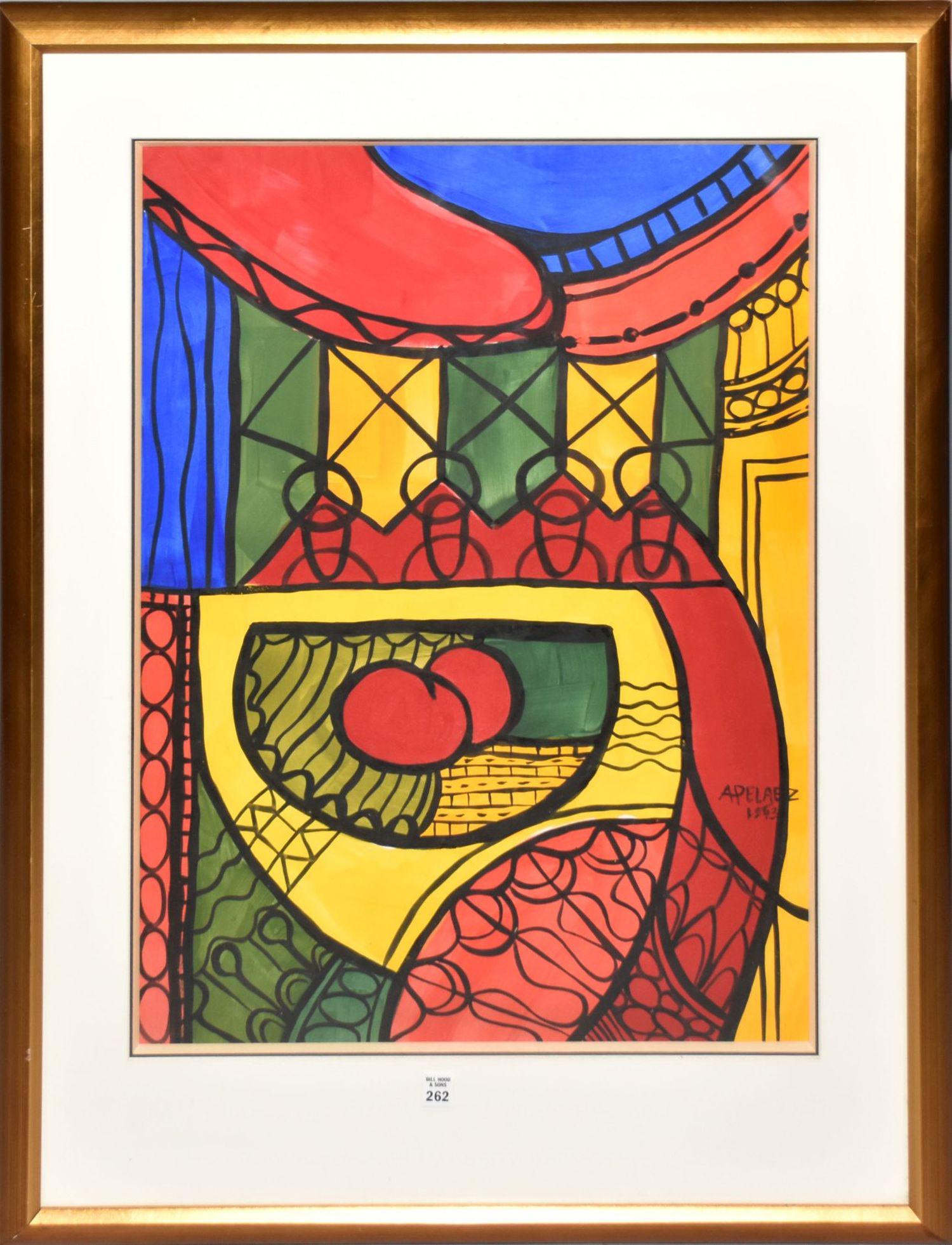 Amelia Pelaez (Cuban, 1896-1968) gouache on paper, sight size 29-1/2 x 21-1/2 inches overall framed (1 of 4)